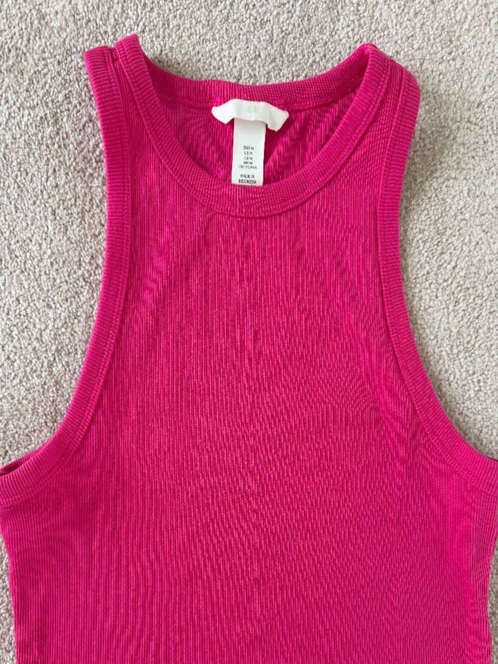 **H&M Bundle of 2 Ribbed Racerback Crop Tops | Pink & Yellow | Size M**